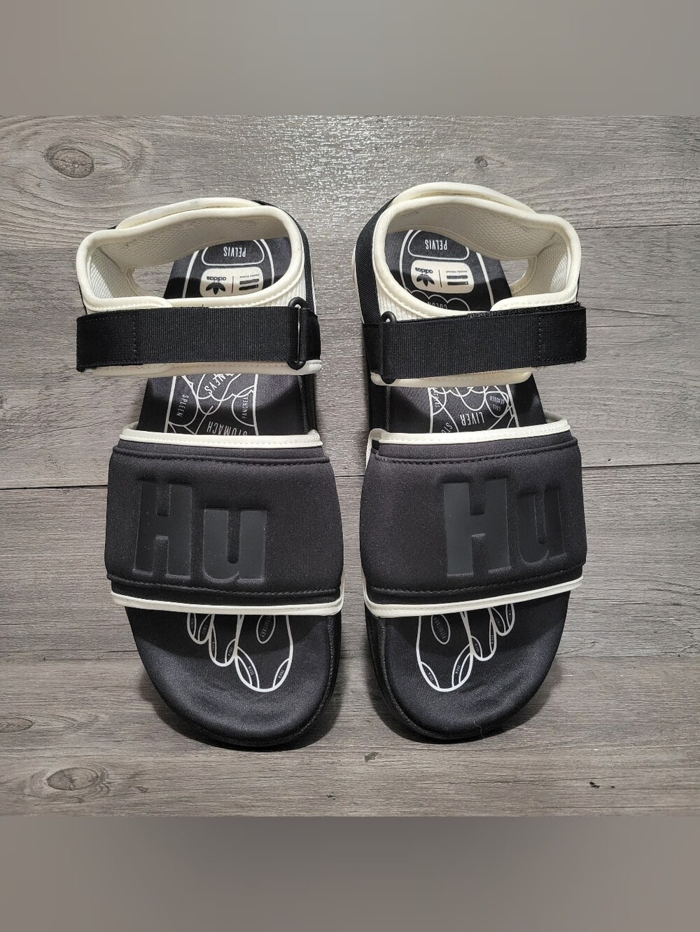 Adidas x Pharrell Adilette 2.0 Mens Size 11 Human Race HU Black Sandals Slides